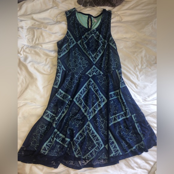 Blue lace mini dress - Picture 1 of 4